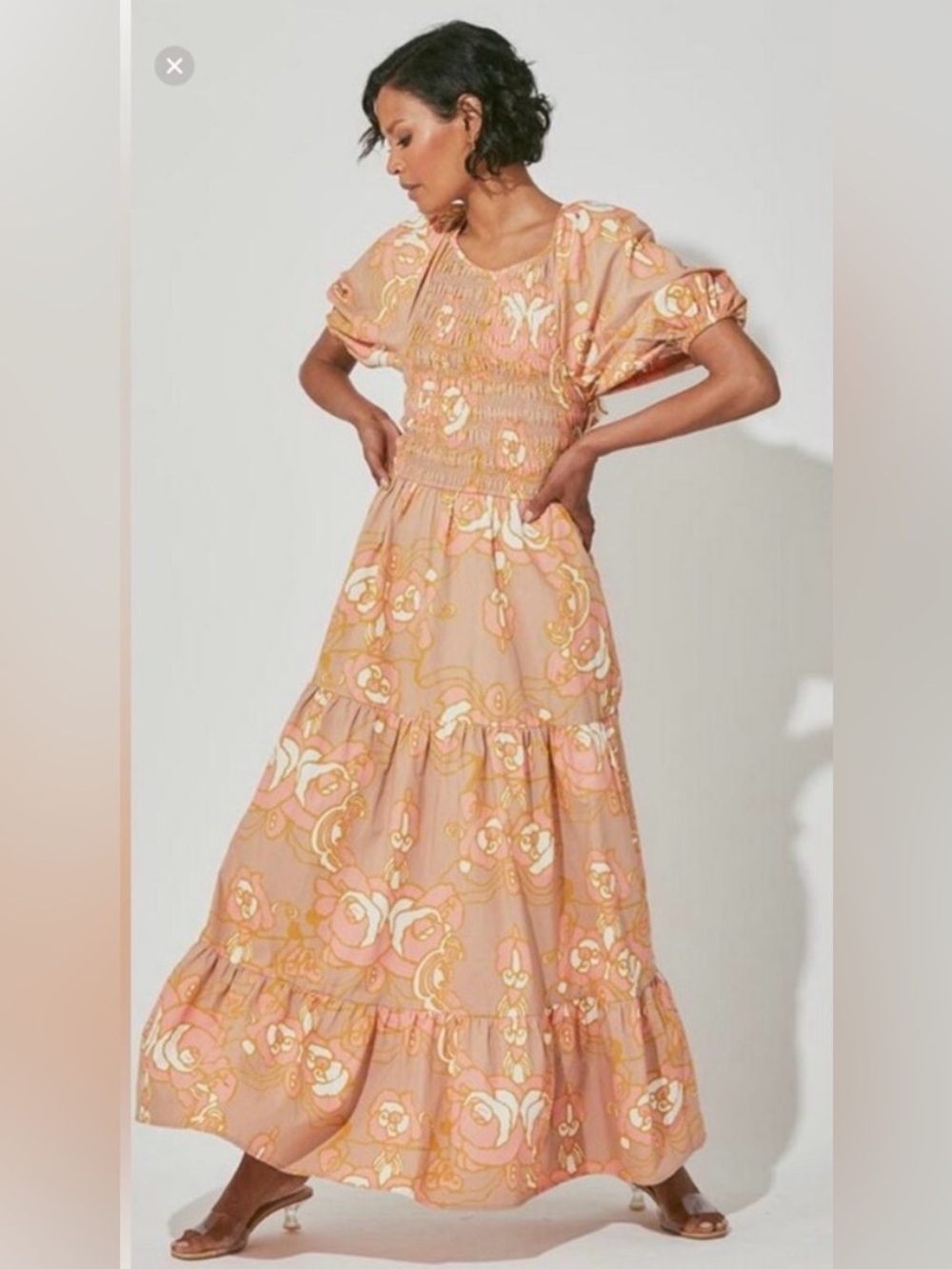 Cleobella Pink and Orange Floral Long Sleeve Dress